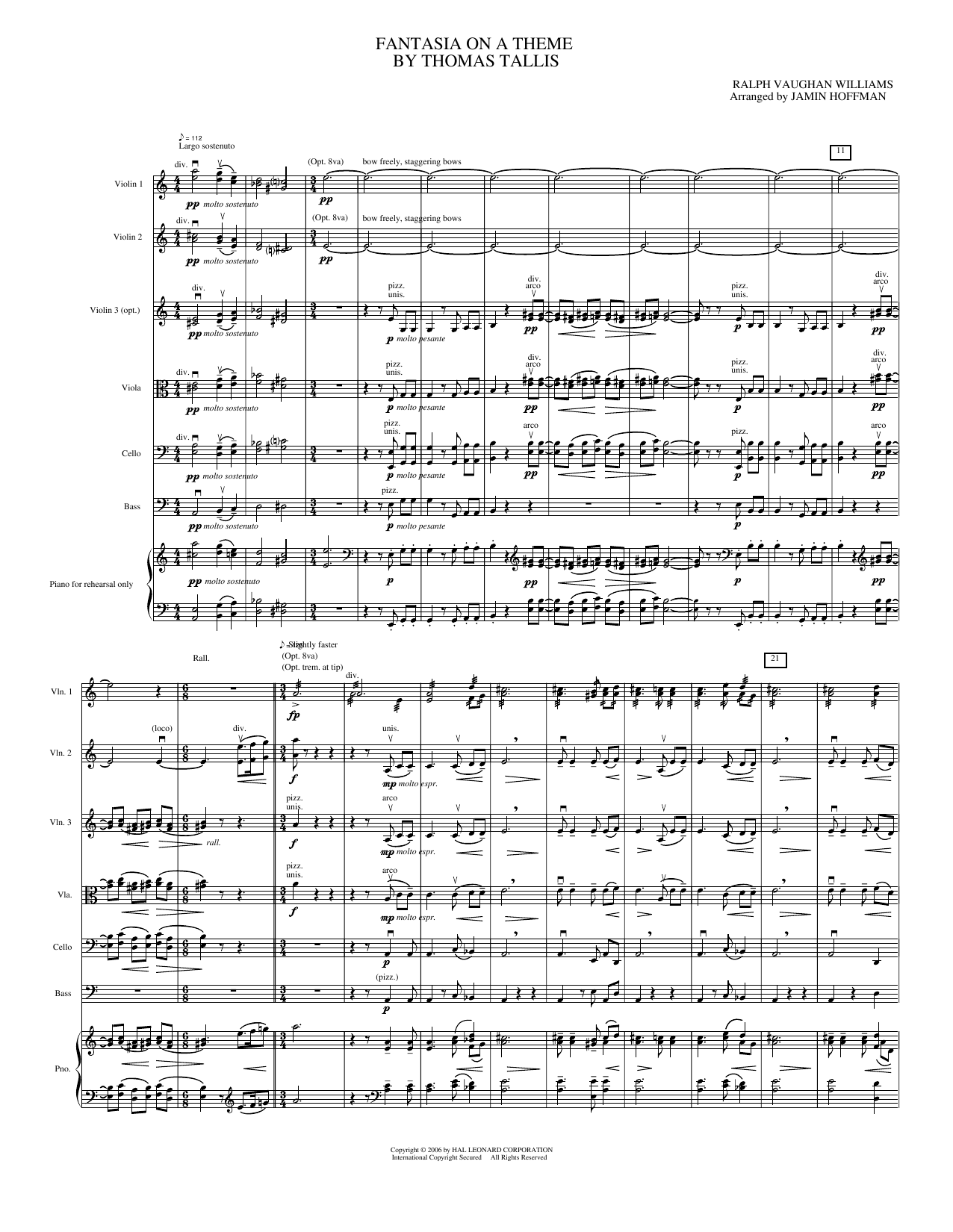 Fantasia On A Theme By Thomas Tallis Sheet Music By Ralph Vaughan