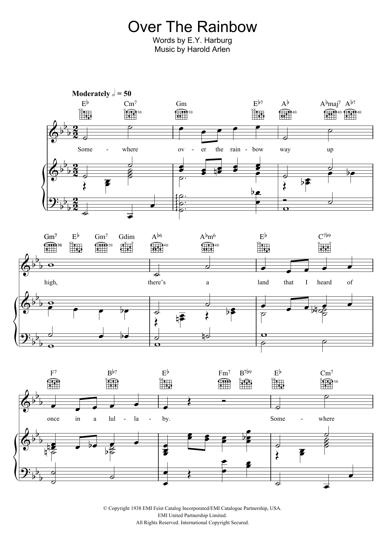 Over The Rainbow From The Wizard Of Oz Sheet Music By Judy