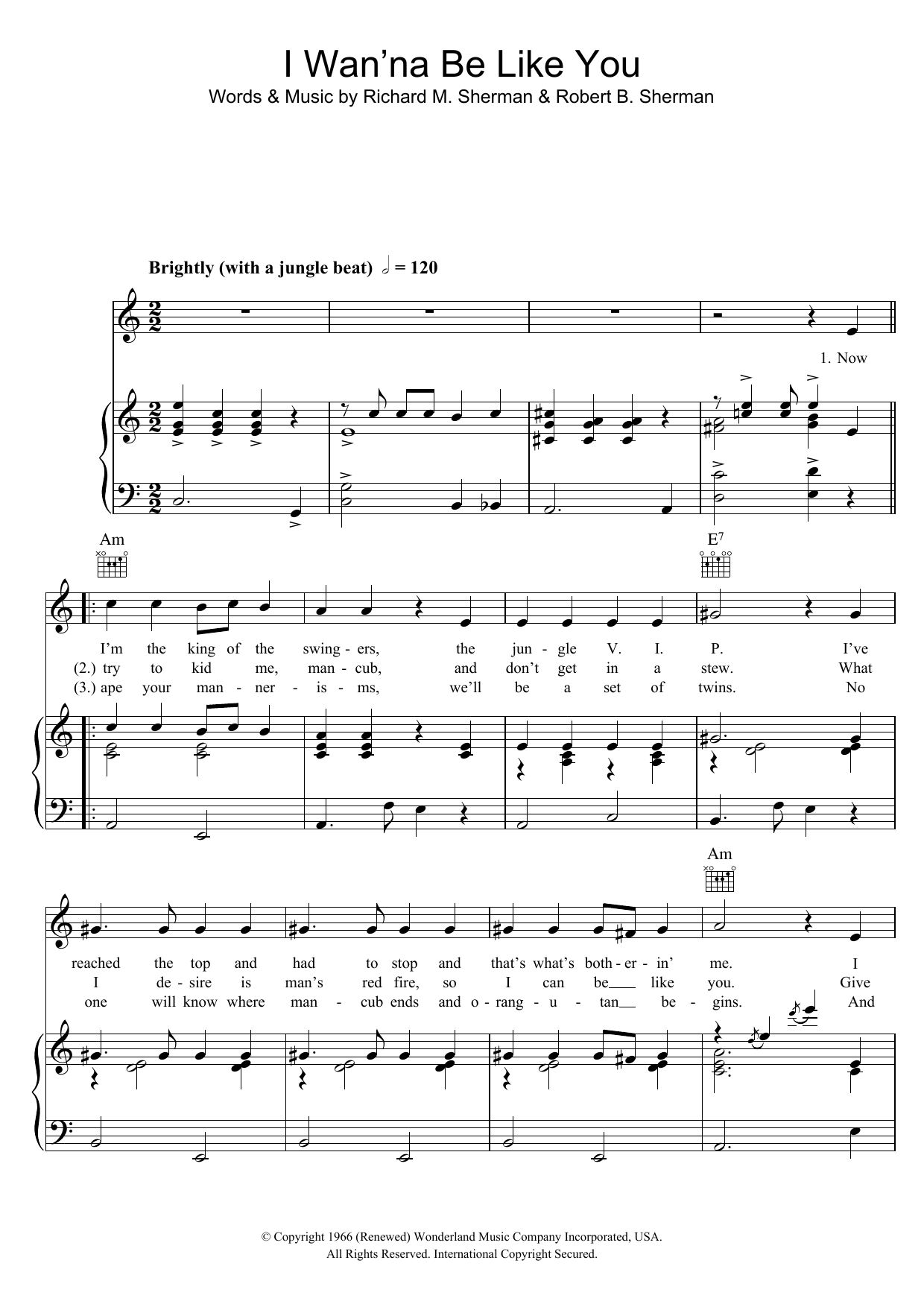 I Wanna Be Like You From The Jungle Book Sheet Music By Louis