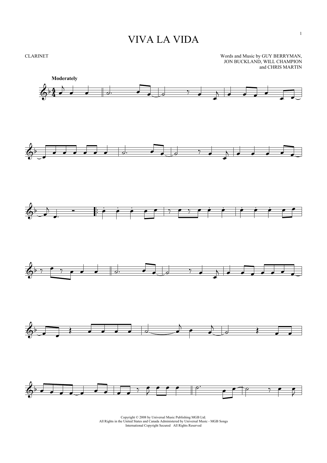 Viva La Vida Sheet Music By Coldplay For Piano Keyboard And Voice