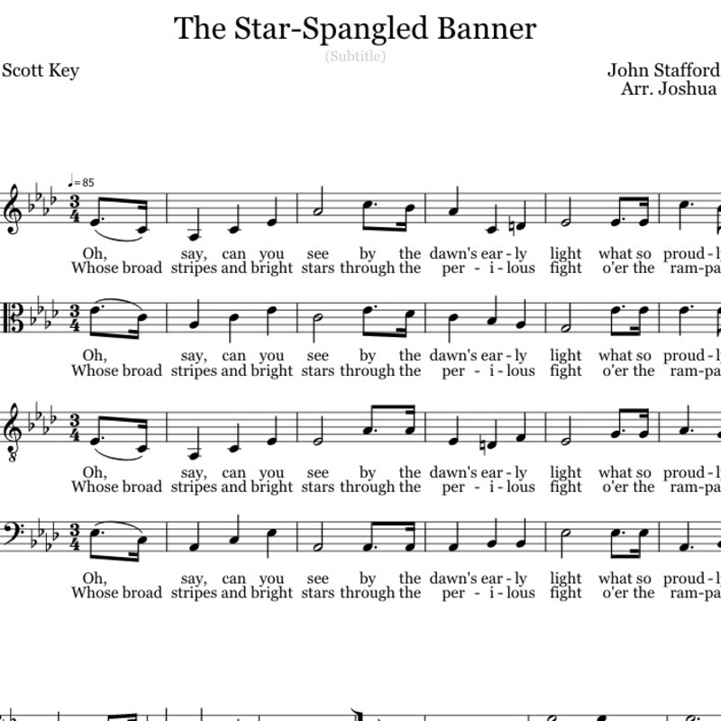 Star spangled banner sheet music by francis scott key for choral satb