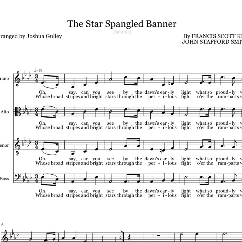 The Star Spangled Banner Sheet Music By John Stafford Smith For Voice Noteflight Marketplace