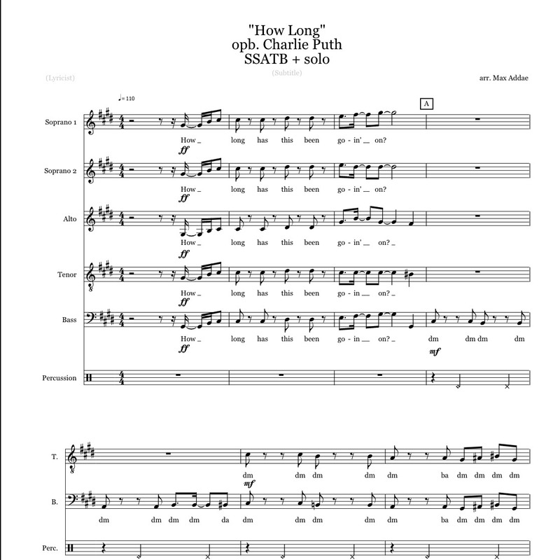 How Long Sheet Music by Charlie Puth for Choral ...