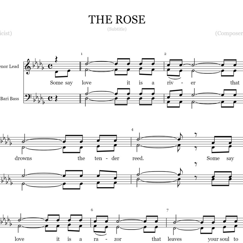The Rose Sheet Music by Bette Midler for Soprano Voice and Alto Voice