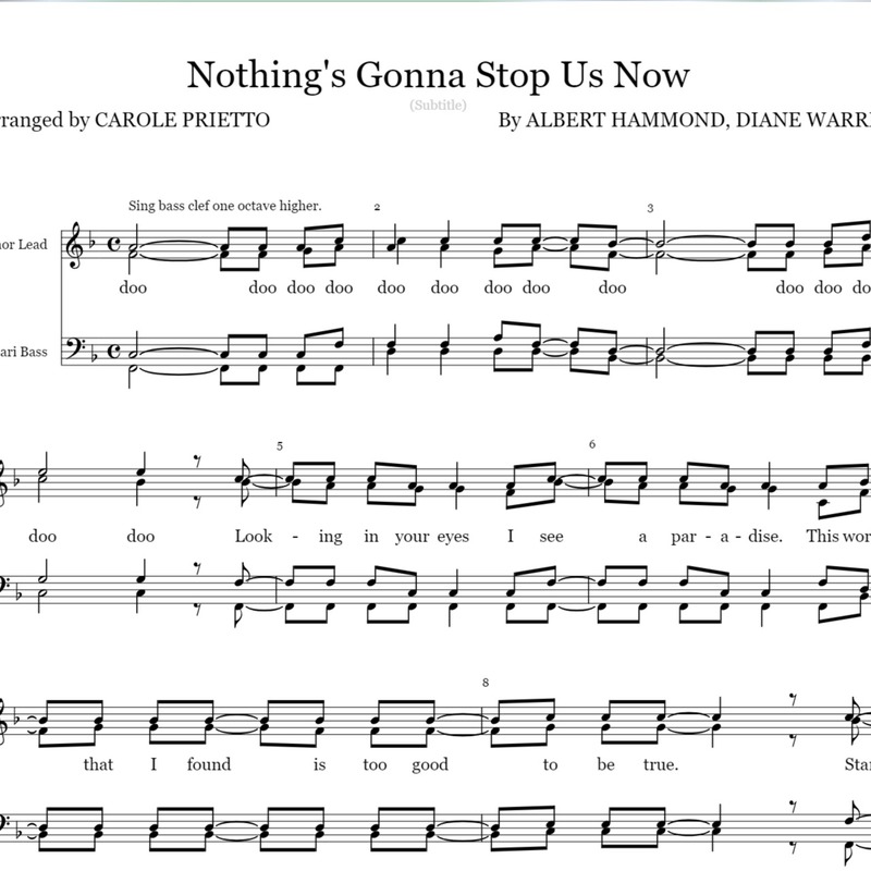 Nothing's Gonna Stop Us Now Sheet Music by Starship for Soprano Voice