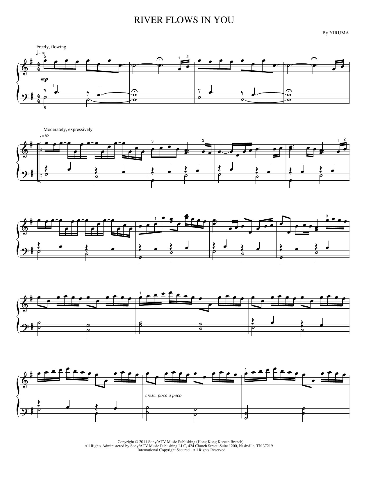River Flows In You Sheet Music By Yiruma For Piano Keyboard Noteflight Marketplace
