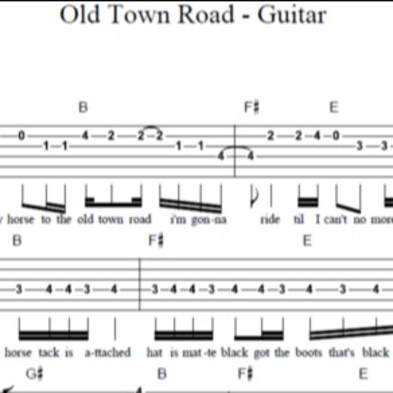 Old Town Road Guitar Sheet Music By Bsr For Acoustic Guitar Tab