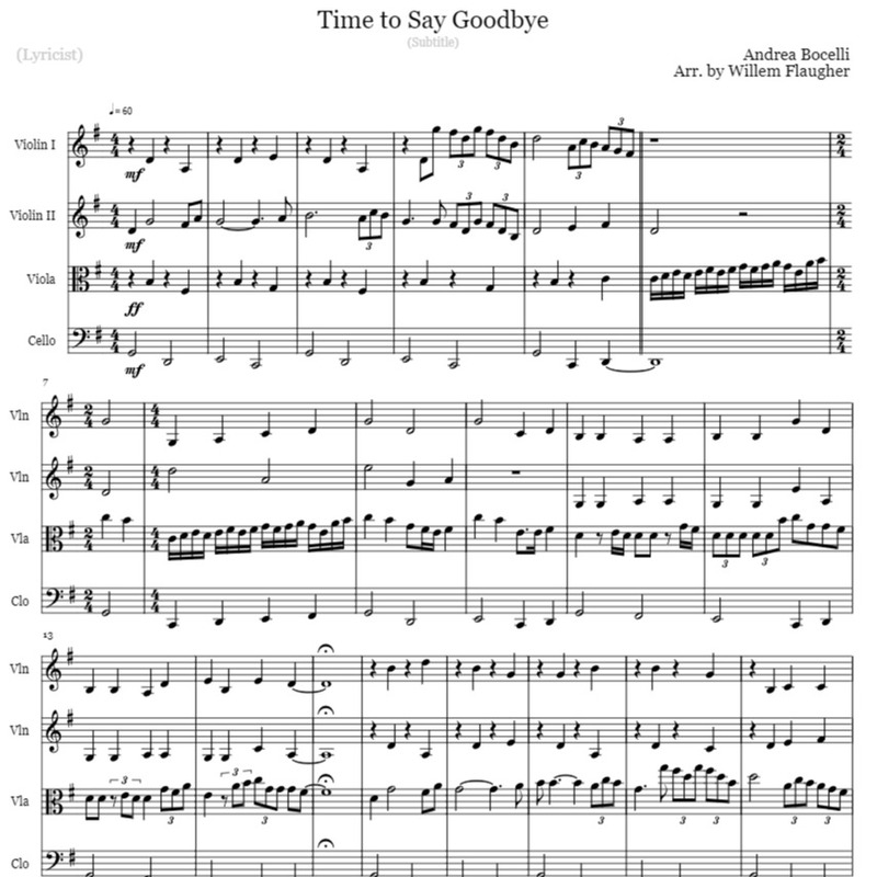 Time To Say Goodbye Con Te Partiro Sheet Music By Andrea Bocelli For Piano Keyboard And Voice Noteflight Marketplace Home > andrea bocelli > time to say goodbye. time to say goodbye con te partiro