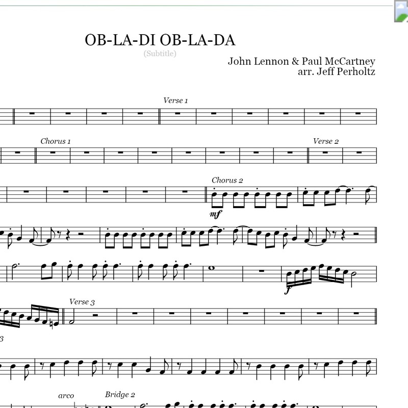 Ob La Di Ob La Da Sheet Music By The Beatles For Small Ensemble Noteflight Marketplace Ob La Di Ob La Da Sheet Music By The Beatles For Small Ensemble Noteflight Marketplace
