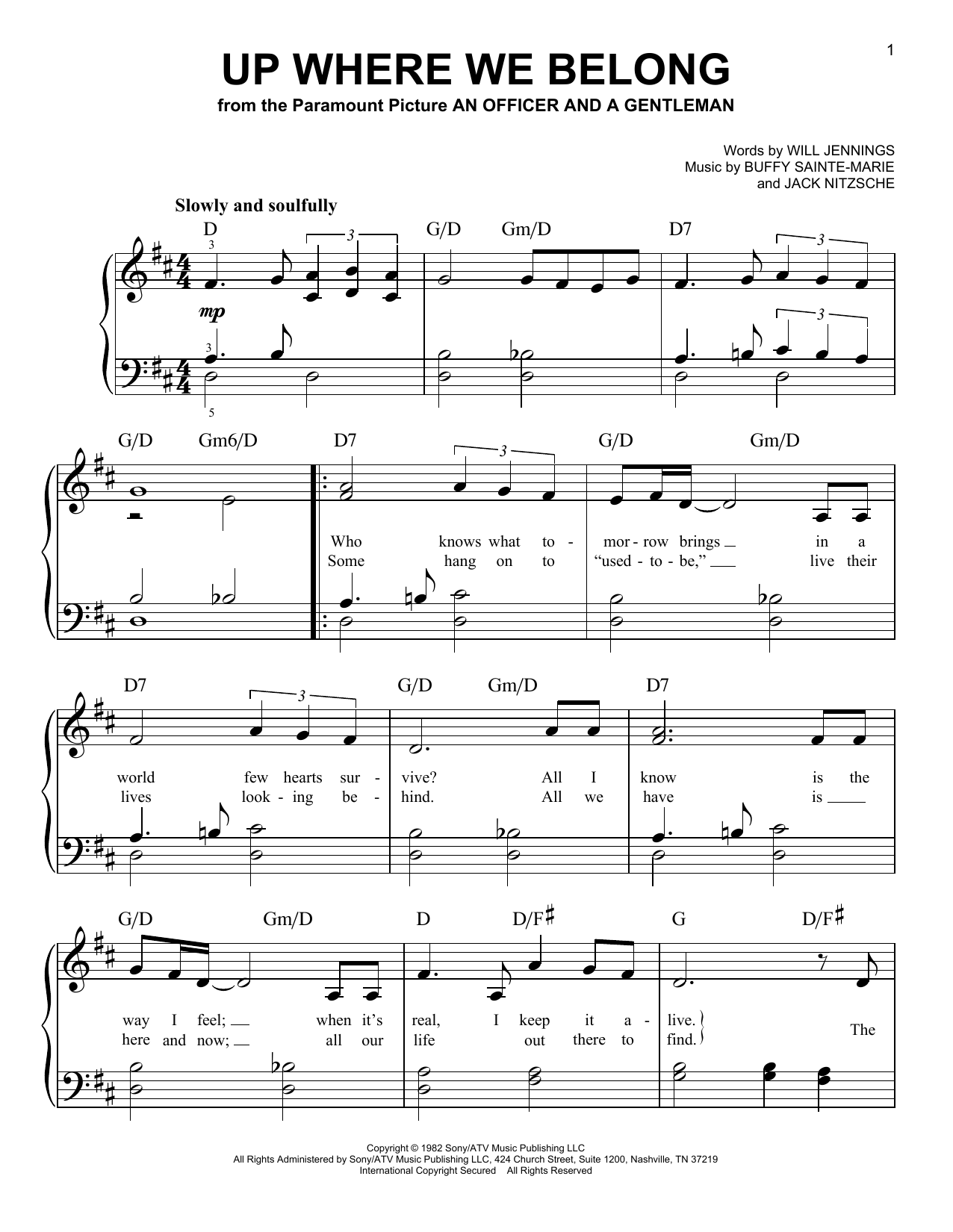 Up Where We Belong Sheet Music by Joe Cocker for Piano/Keyboard - Notefligh...