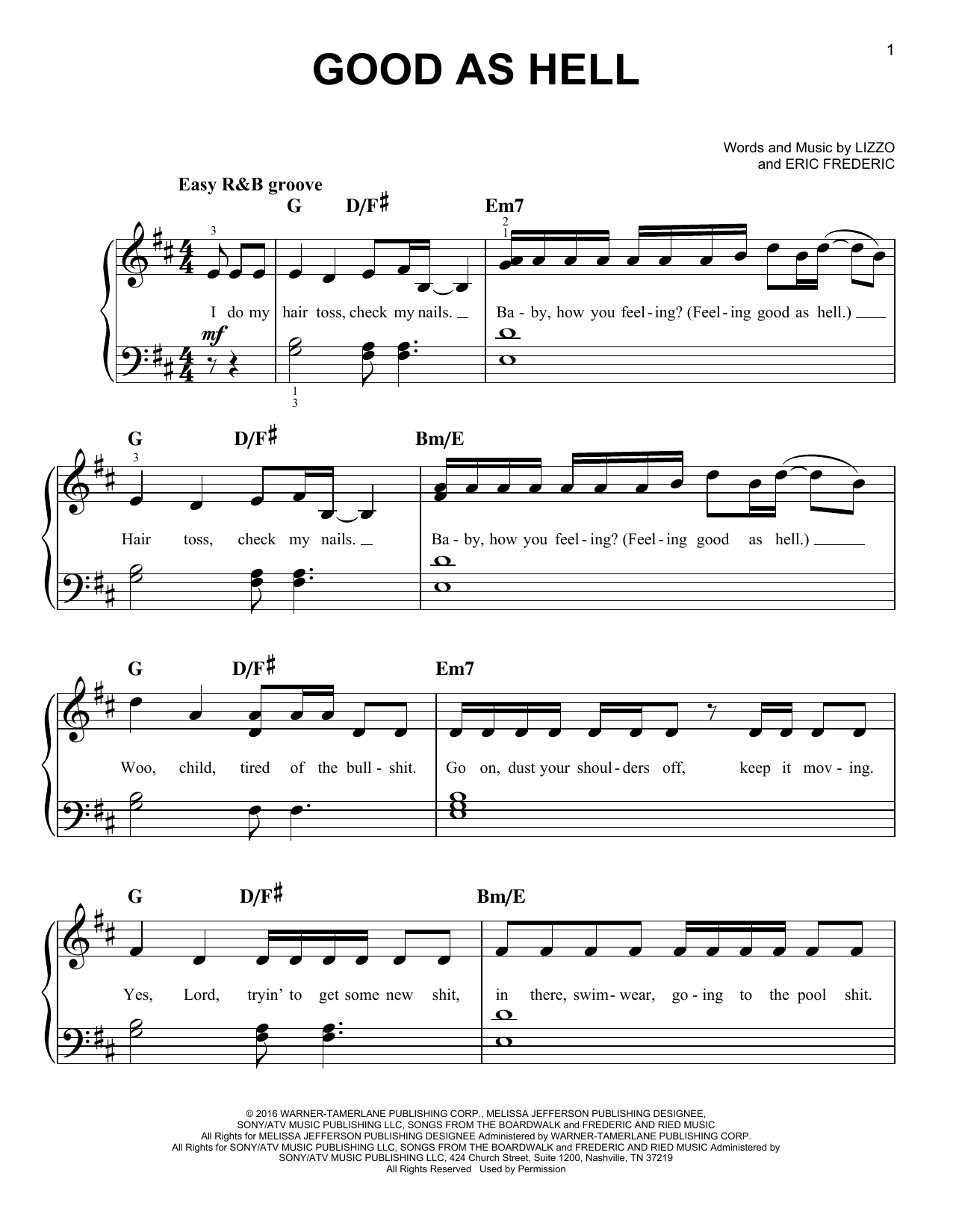 Good As Hell Sheet Music By Lizzo For Piano Keyboard Noteflight Marketplace