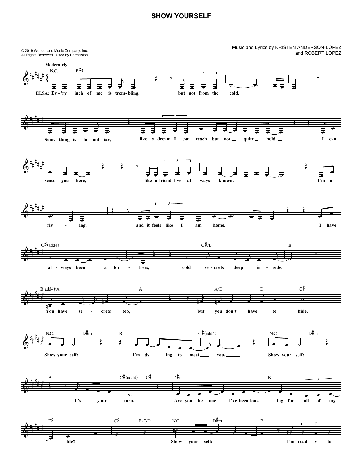 Show Yourself From Disney S Frozen 2 Partitura Creada Por Idina Menzel And Evan Rachel Wood Para Saxofon Alto Marketplace De Noteflight