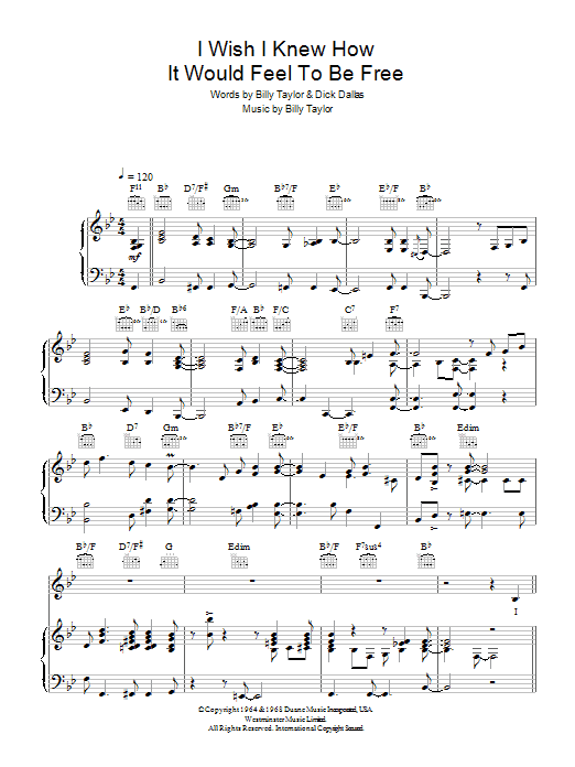 I Wish I Knew How It Would Feel To Be Free Sheet Music By Nina Simone For Piano Clavier Et Voix Noteflight Marketplace