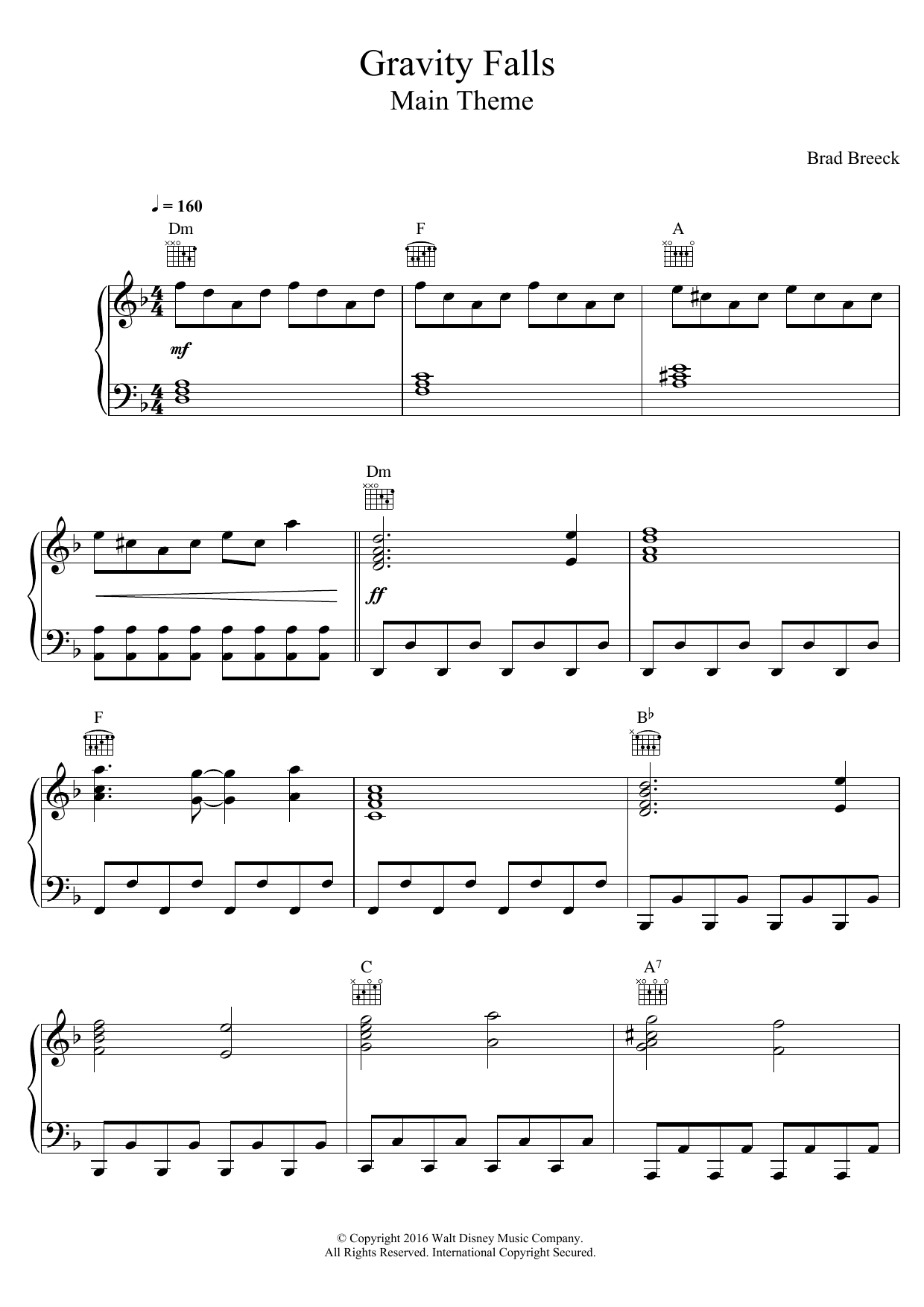 Gravity Falls Main Theme Sheet Music By Brad Breeck For Solo Noteflight Marketplace