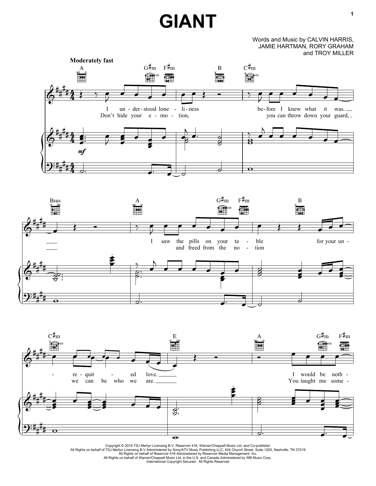 Giant Sheet Music By Calvin Harris For Piano Keyboard And Voice Noteflight Marketplace