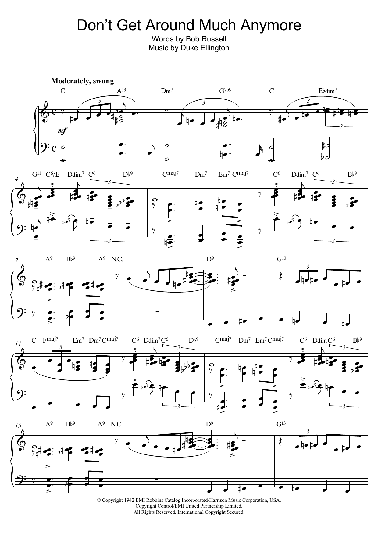 Don T Get Around Much Anymore Sheet Music By Duke Ellington For Violin Noteflight Marketplace