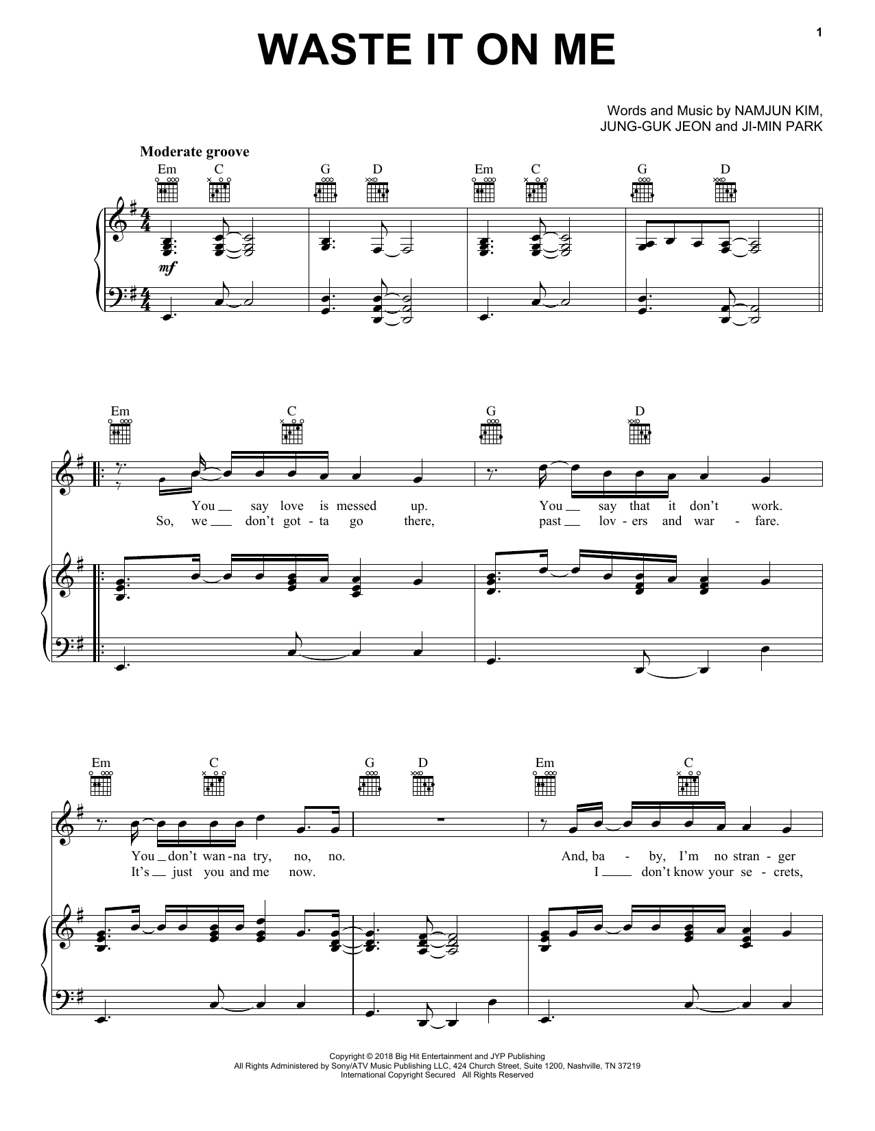 Waste It On Me Feat Bts Sheet Music By Steve Aoki For Piano