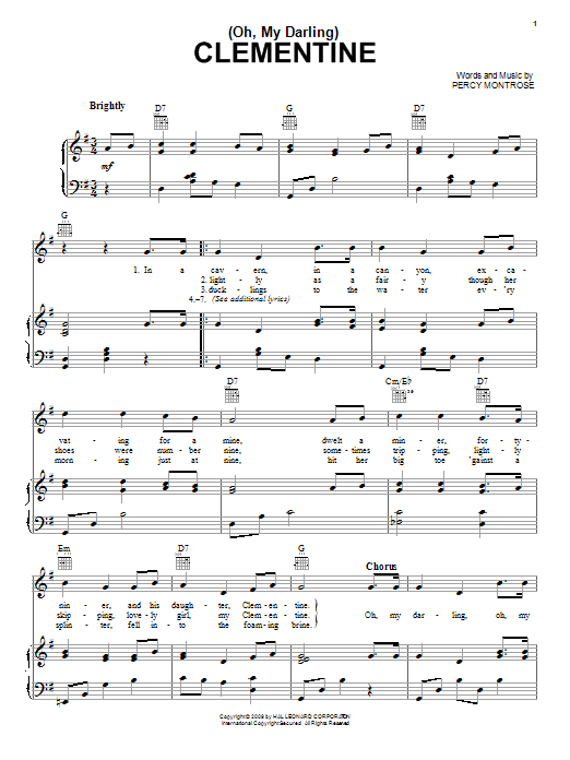 Oh My Darling Clementine Sheet Music By Percy Montrose For Voice Noteflight Marketplace