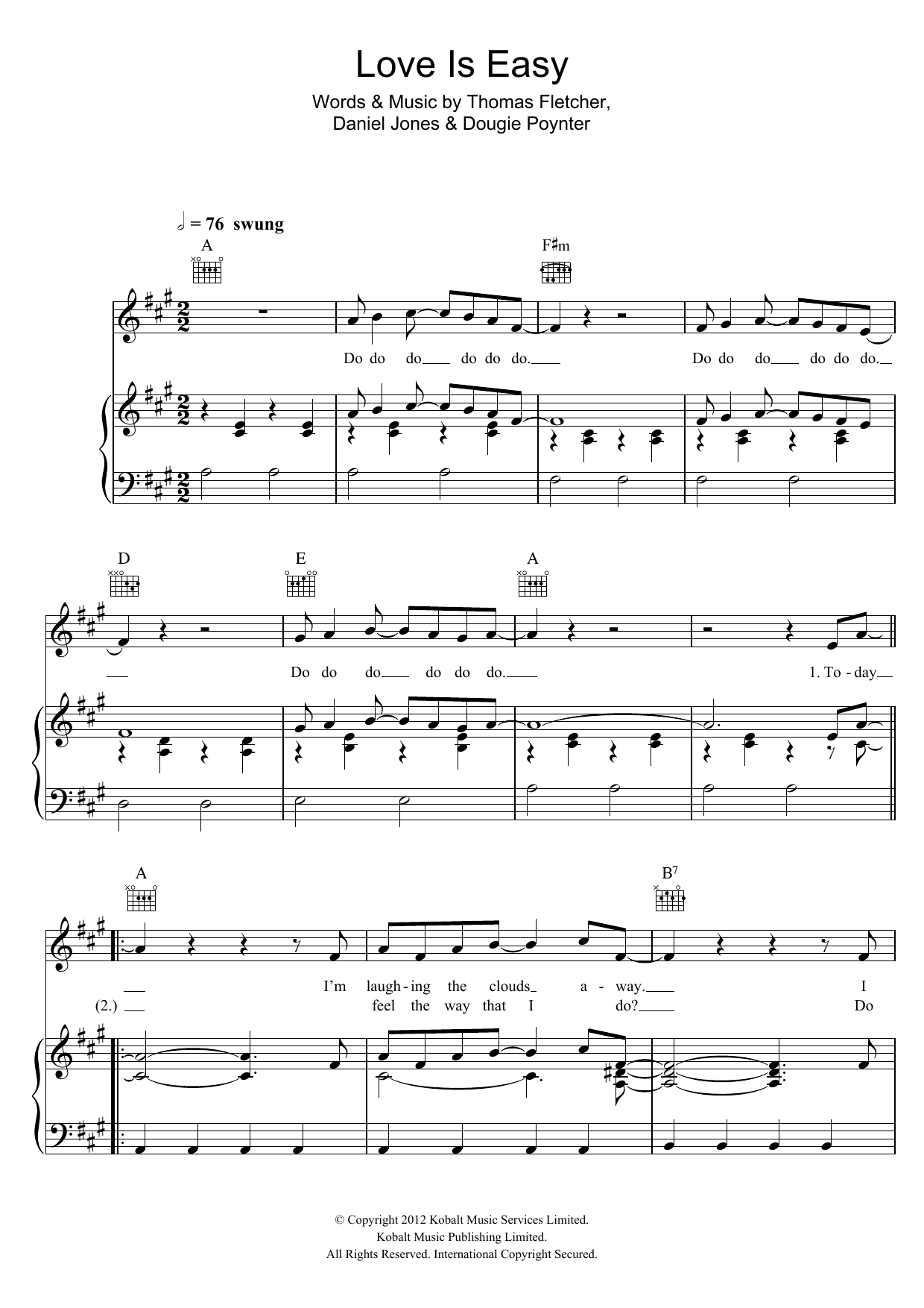 Love Is Easy Sheet Music By Mcfly For Piano Keyboard And Voice