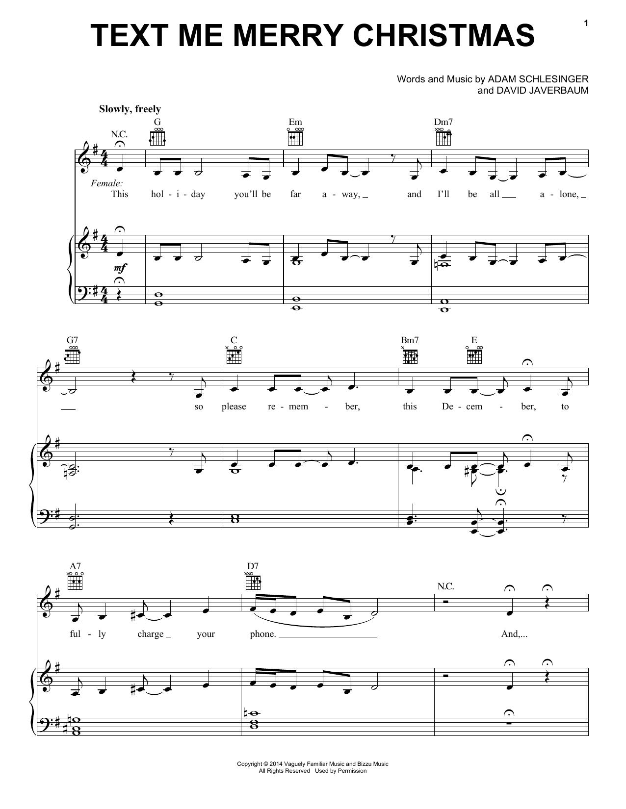 Text Me Merry Christmas Sheet Music by Adam Schlesinger for Piano ...