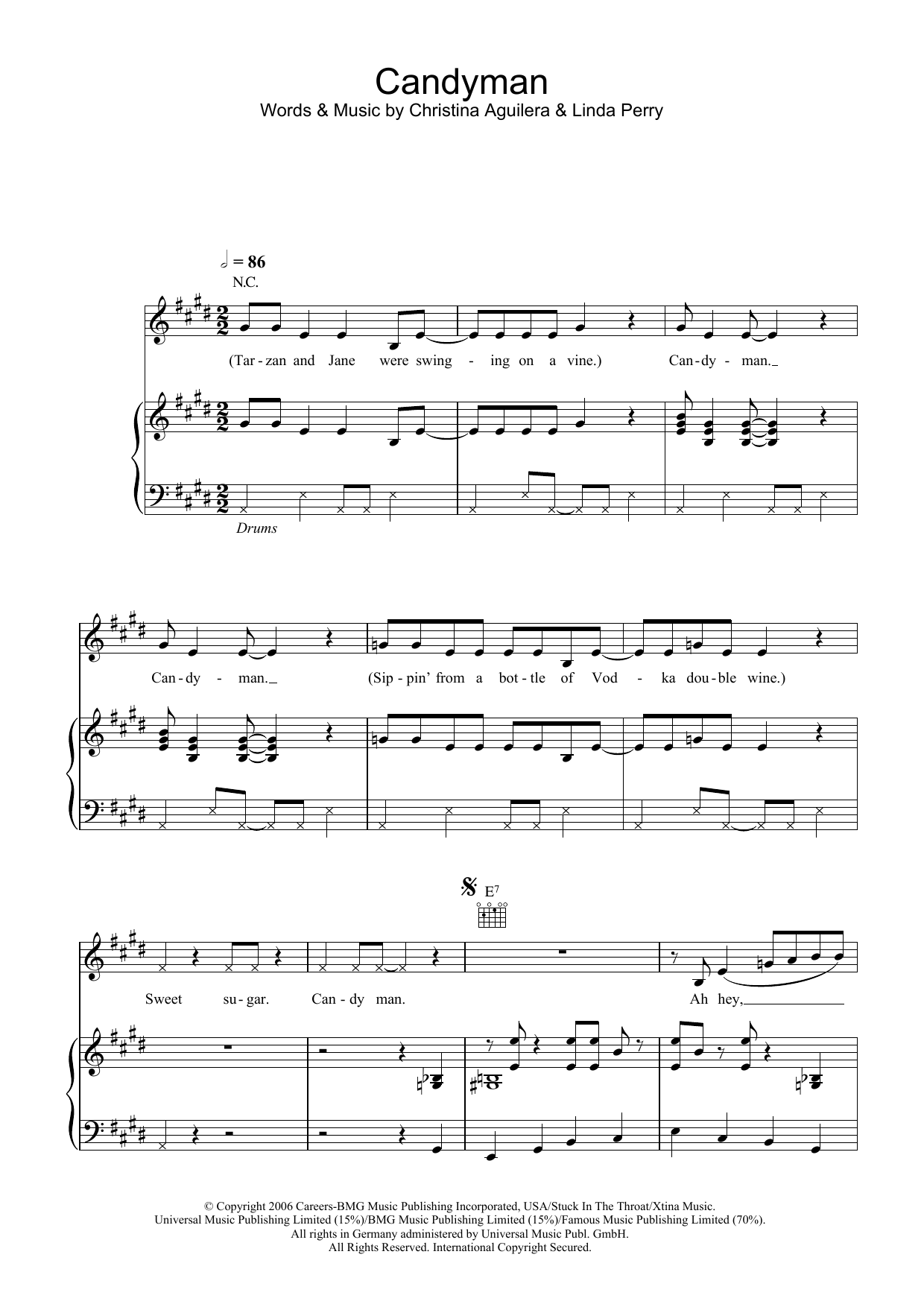 Candyman Sheet Music By Christina Aguilera For Piano Keyboard And Voice Noteflight Marketplace