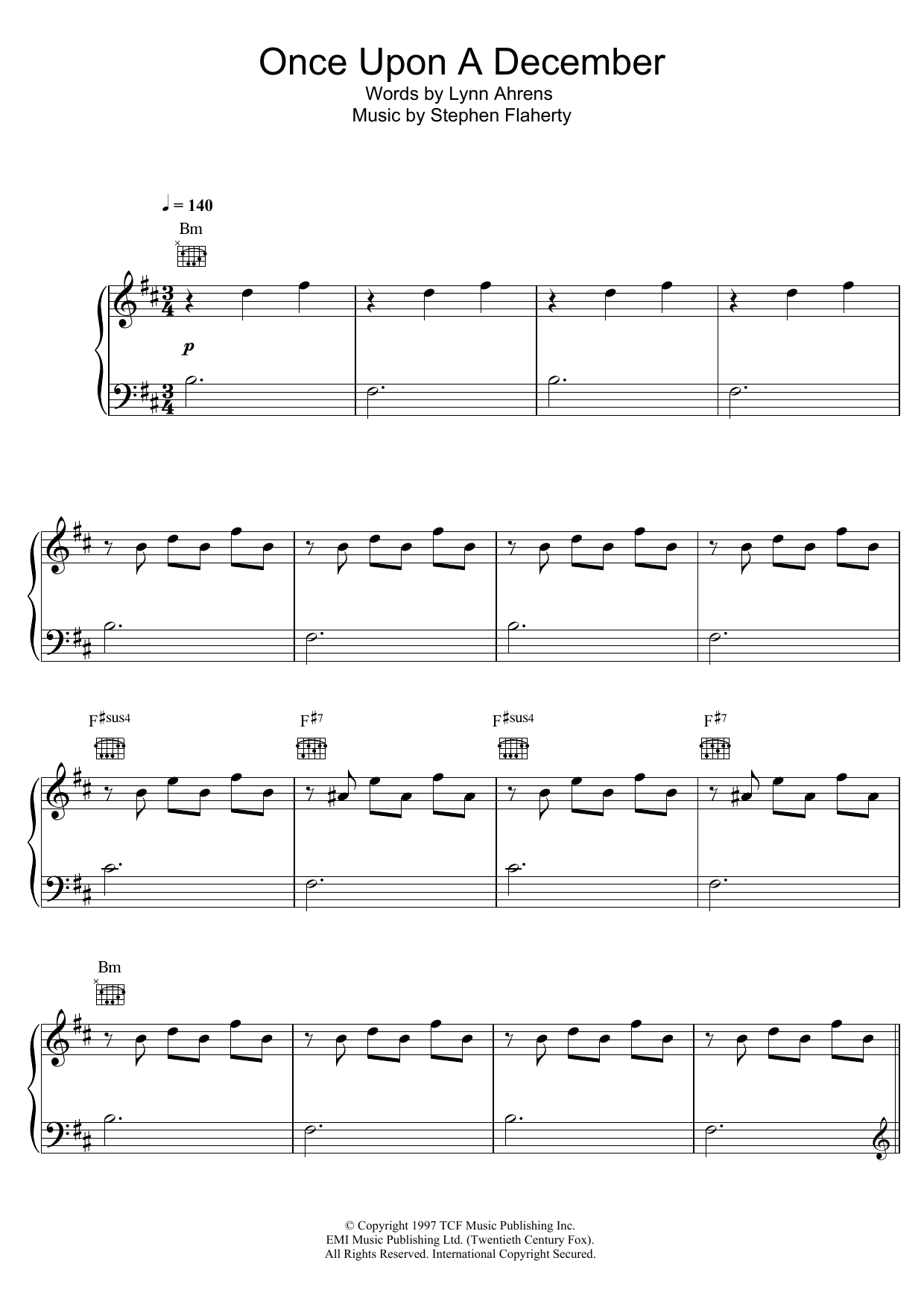 Once Upon A December From Anastasia Sheet Music By Liz Callaway For Piano Vocal Guitar Noteflight Marketplace