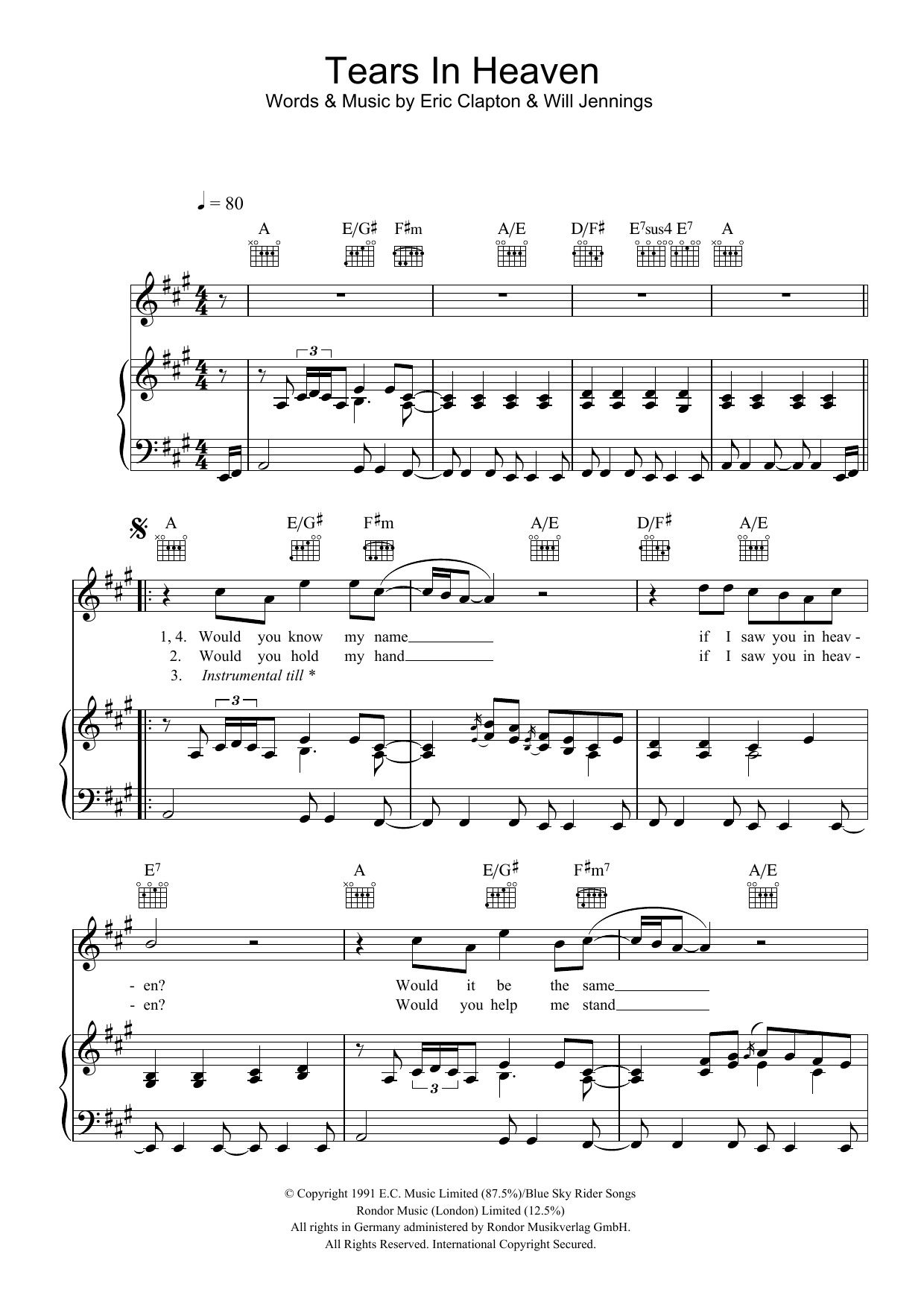 Tears in Heaven Sheet Music - 76 Arrangements Available Instantly -  Musicnotes