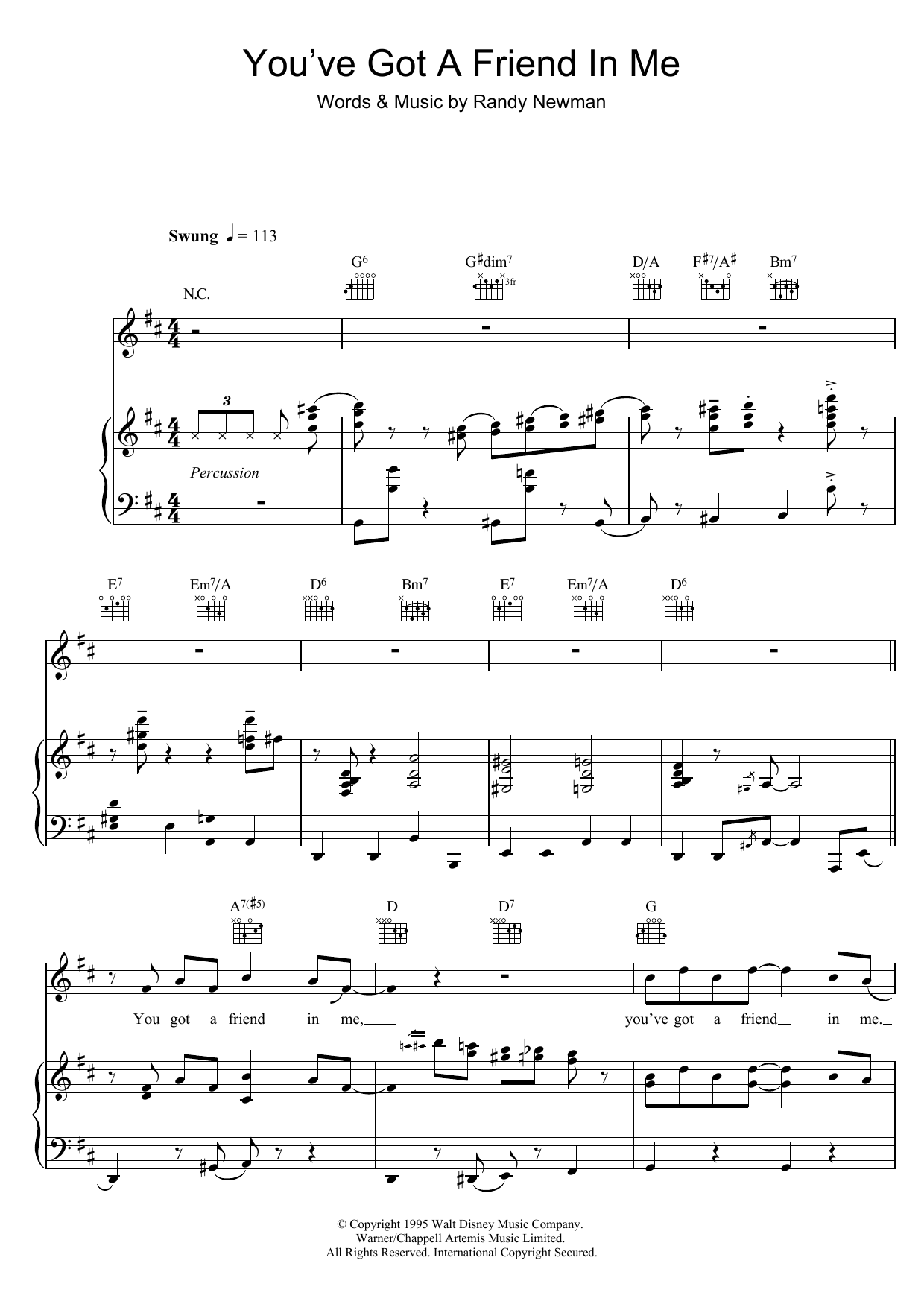 You Ve Got A Friend In Me From Toy Story Sheet Music By Michael Buble For Piano Vocal Guitar Noteflight Marketplace
