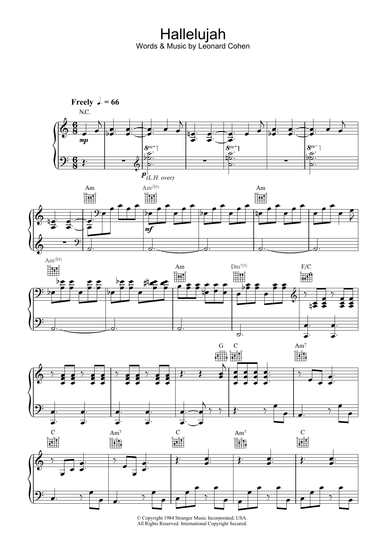 Hallelujah Sheet Music by Jeff Buckley for Piano/Keyboard and Voice - Notef...