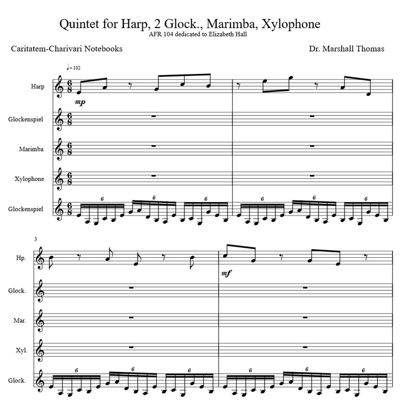 Quintet for Harp, 2 Glock., Marimba, Xylophone Sheet Music by Celebrity