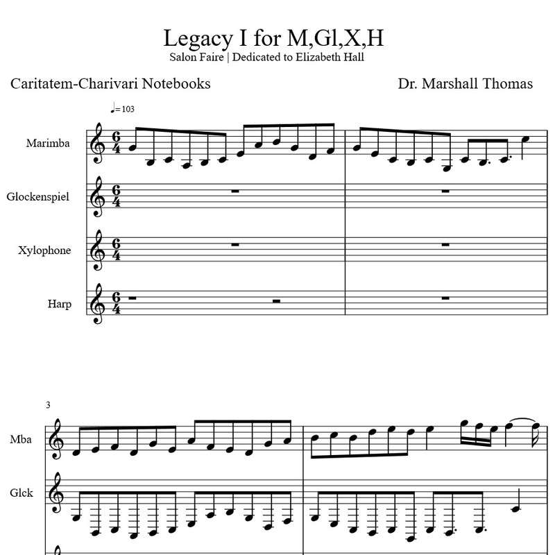 Legacy I for Marimba, Glockenspiel,Xylophone, Harp Sheet Music by
