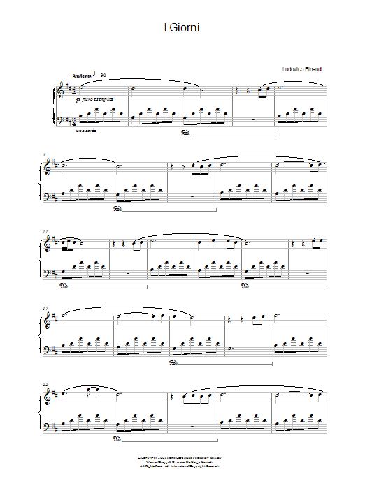 Partition piano I Giorni - Ludovico Einaudi (Partition Digitale)