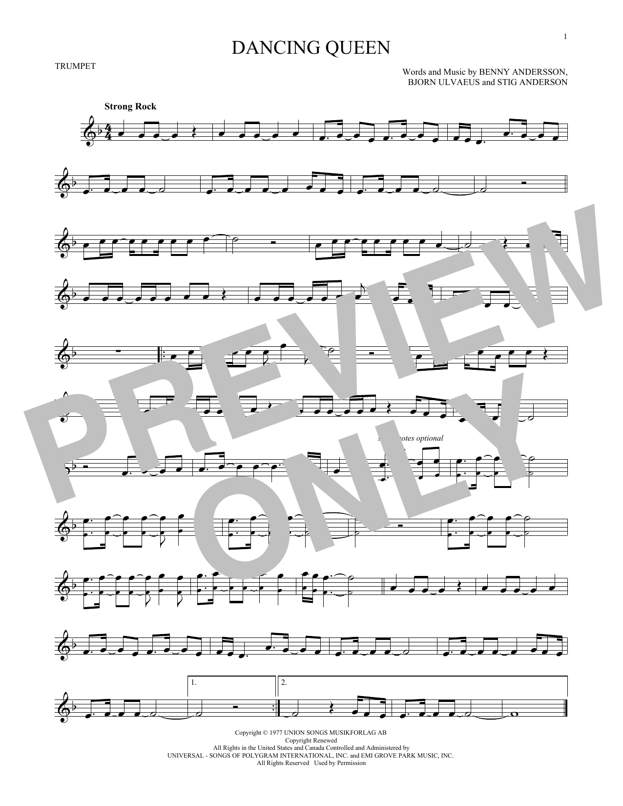 Dancing Queen Sheet Music, ABBA