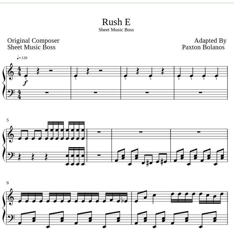 Rush E All Notes Rush E Free Sheet Music by paxton bolanos for Piano/Keyboard | Noteflight