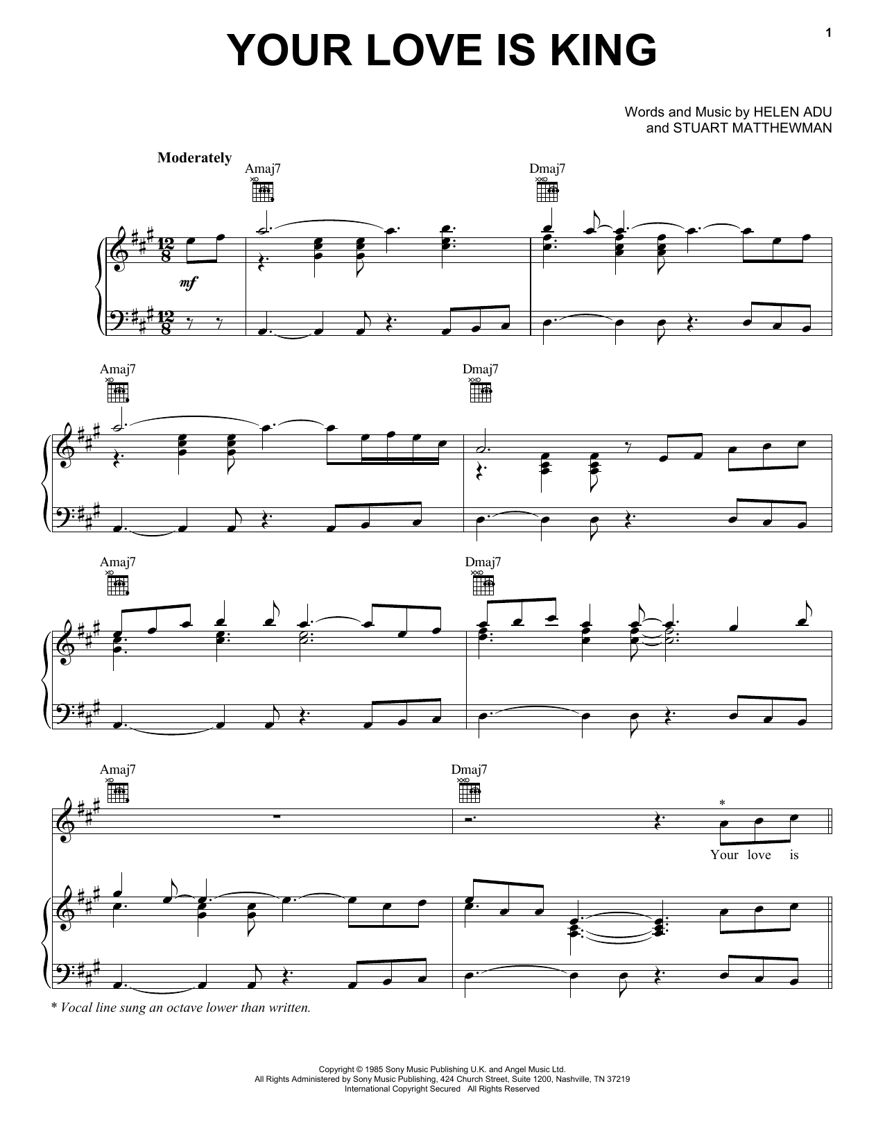 Your Love Is King sheet music for voice, piano or guitar v2