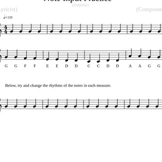Note Input Practice Free Sheet Music by Ayden Davis for Piano/Keyboard ...