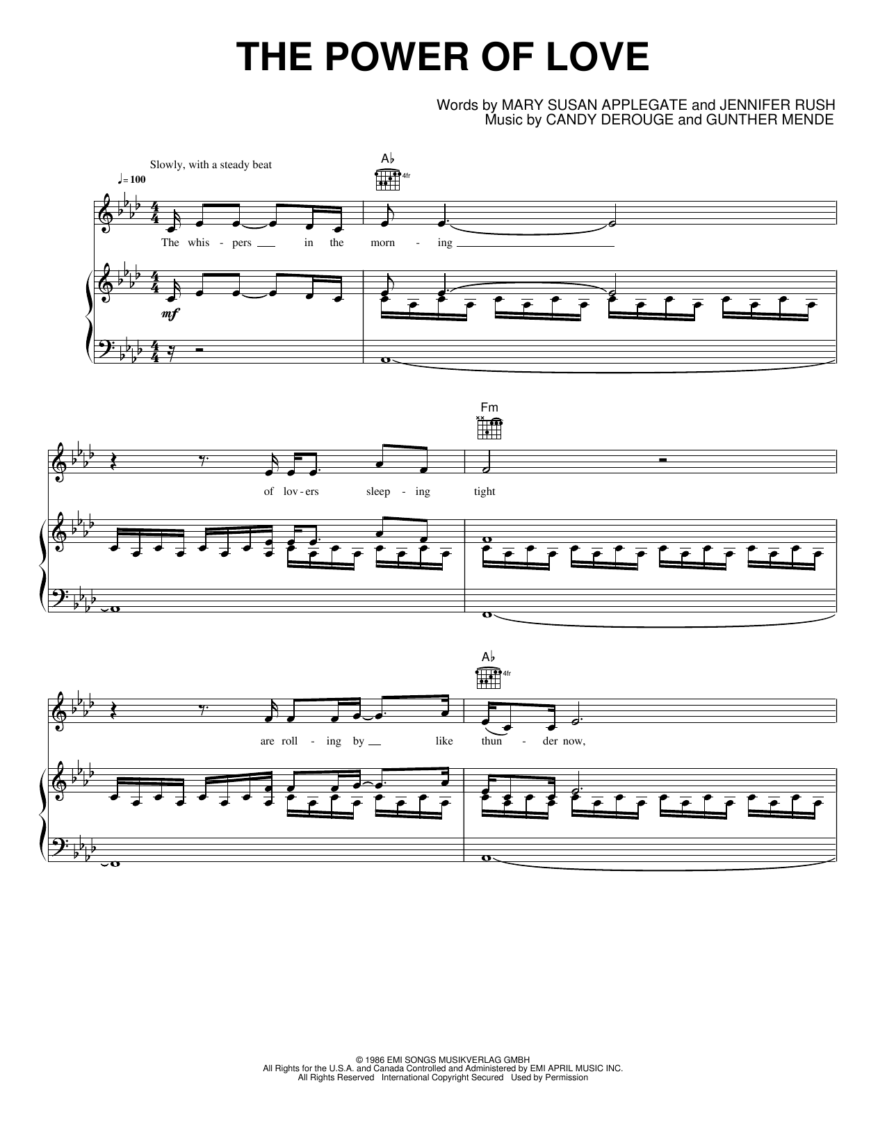 The Power Of Love Sheet Music by Air Supply for Piano/Keyboard and 