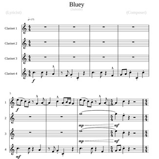 Bluey Free Sheet Music by Bluey for Clarinet | Noteflight